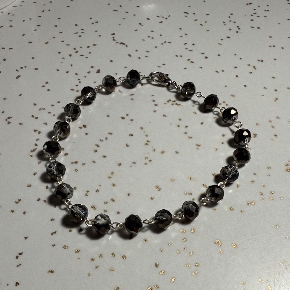 Greige AB Beaded Bracelet